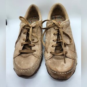Sketchers Leather Bikers Tan Suede Casual Sneakers Sz 7.5